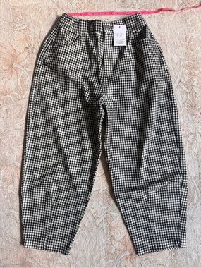 Remi Barrel Leg Gingham Pants - Black & White - XS